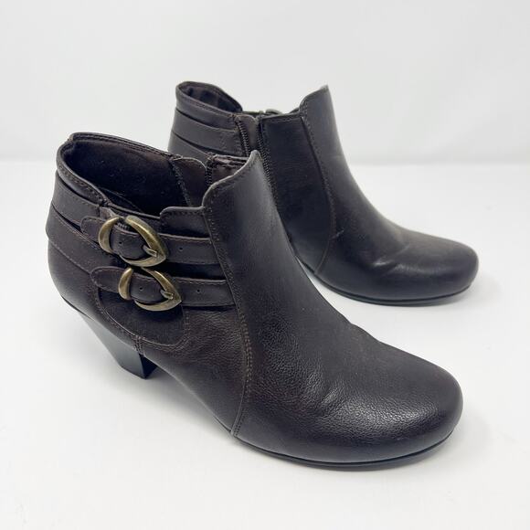Bear Traps Caryl Faux Leather Brown Women's Heel Ankle Boots Size 8.5 - Picture 1 of 10